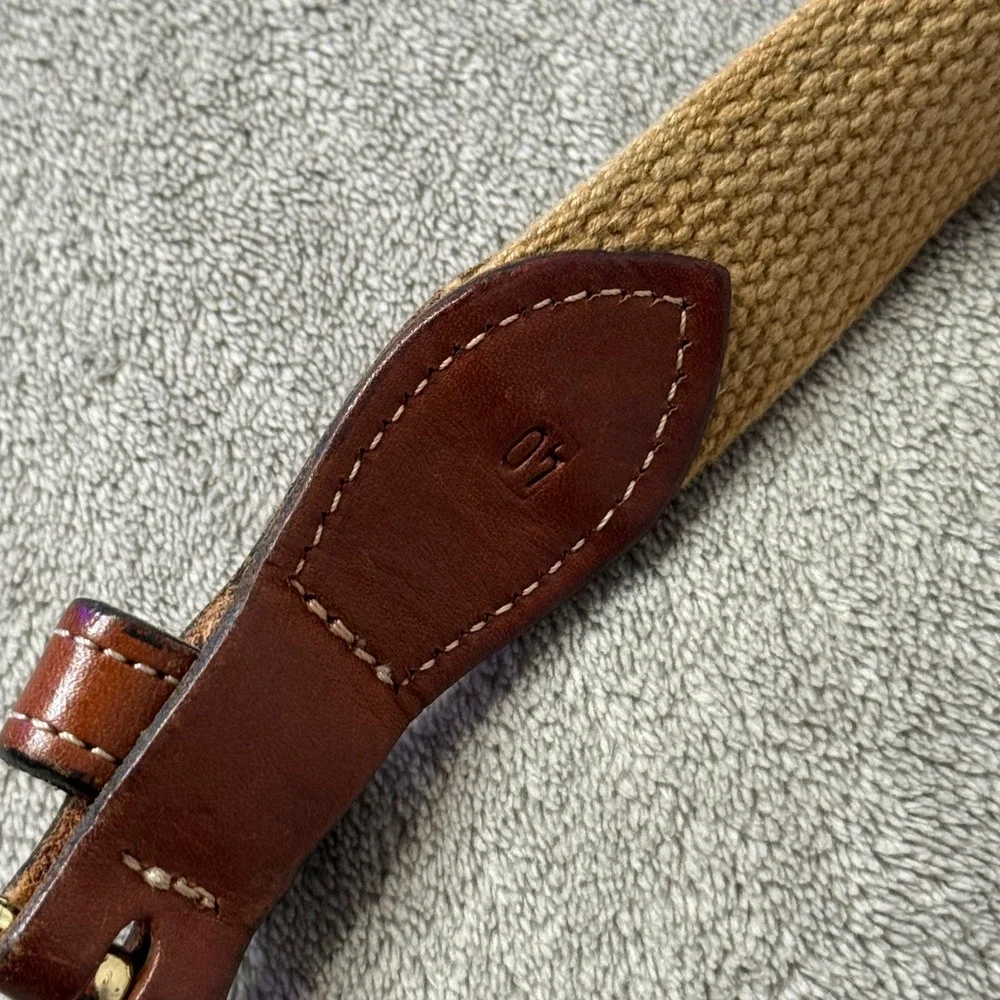 South Carolina Ribbon Belt Men 40 Flag Moon Palmetto Canvas Leather Brass Buckle